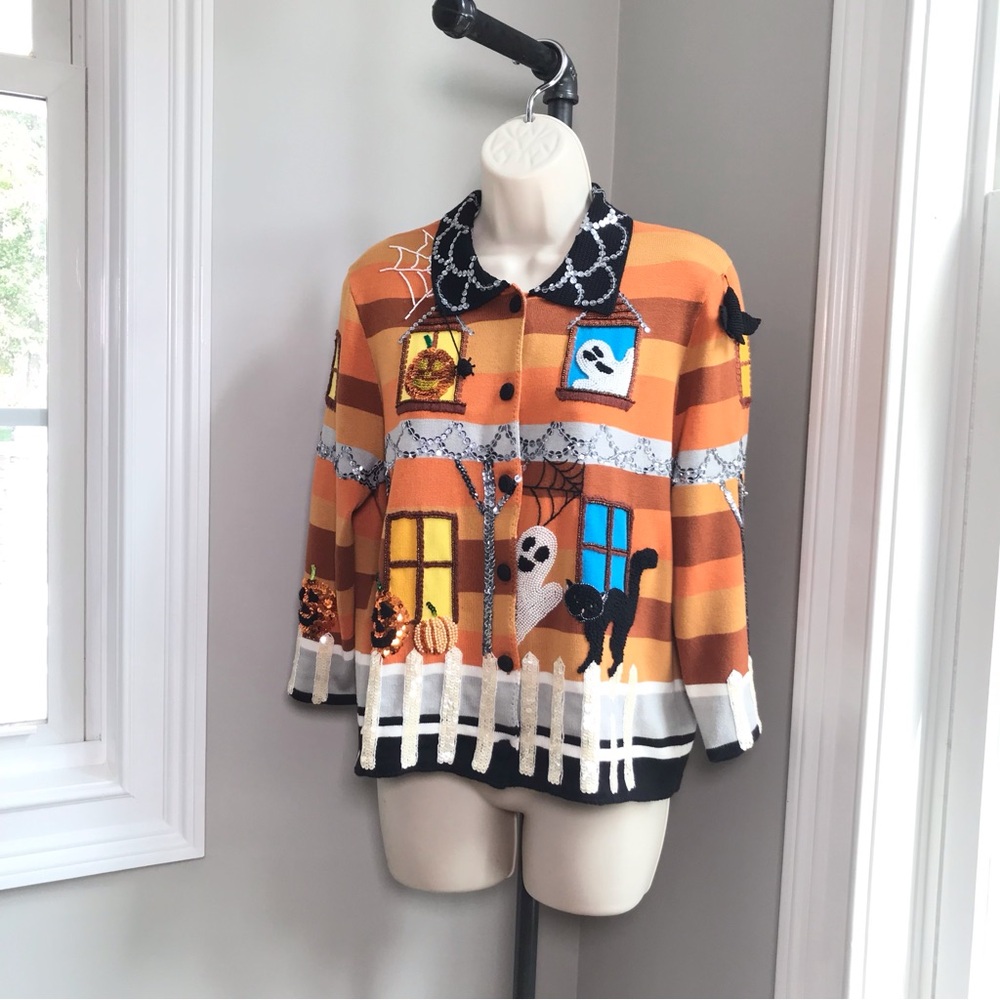 Vintage Michael Simon Halloween Cardigan Sweater ~ Women’s Medium *FIRM PRICE* - Picture 3 of 12